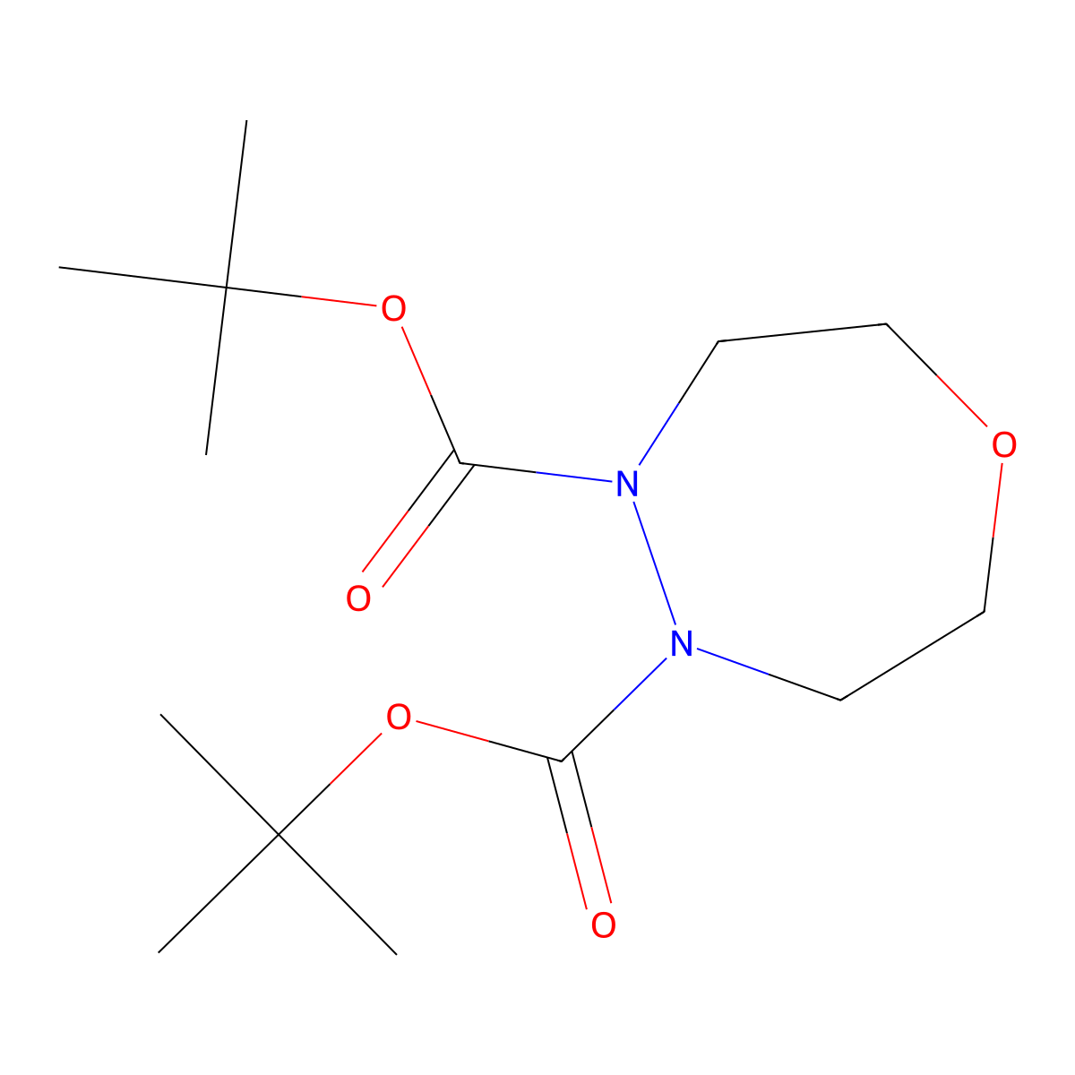 Di-tert-butyl 1,4,5-oxadiazepane-4,5-dicarboxylate molecular structure, CAS 243973-69-5