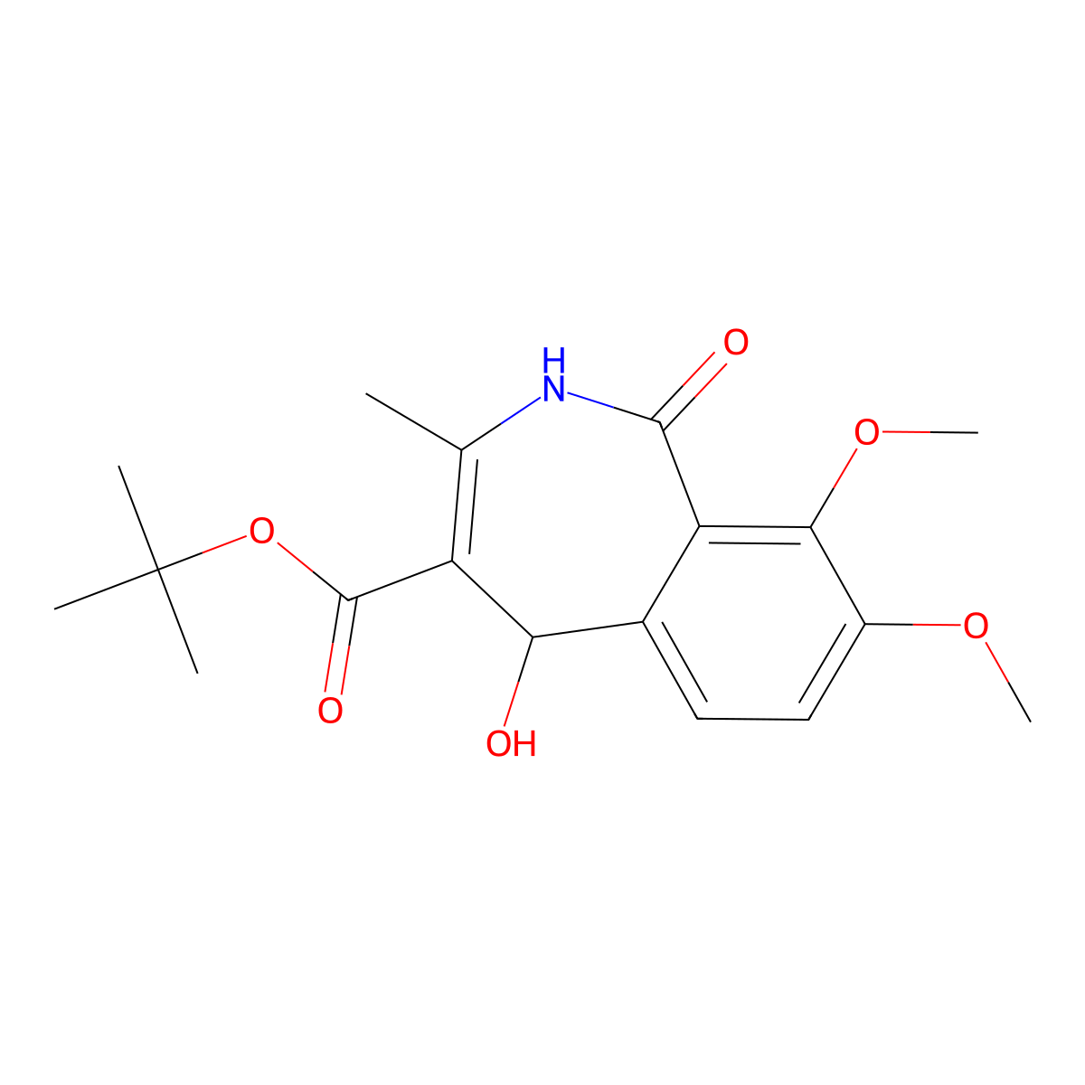tert-butyl 5-hydroxy-8,9-dimethoxy-3-methyl-1-oxo-2,5-dihydro-1H-2-benzazepine-4-carboxylate molecular structure, CAS 243978-07-6