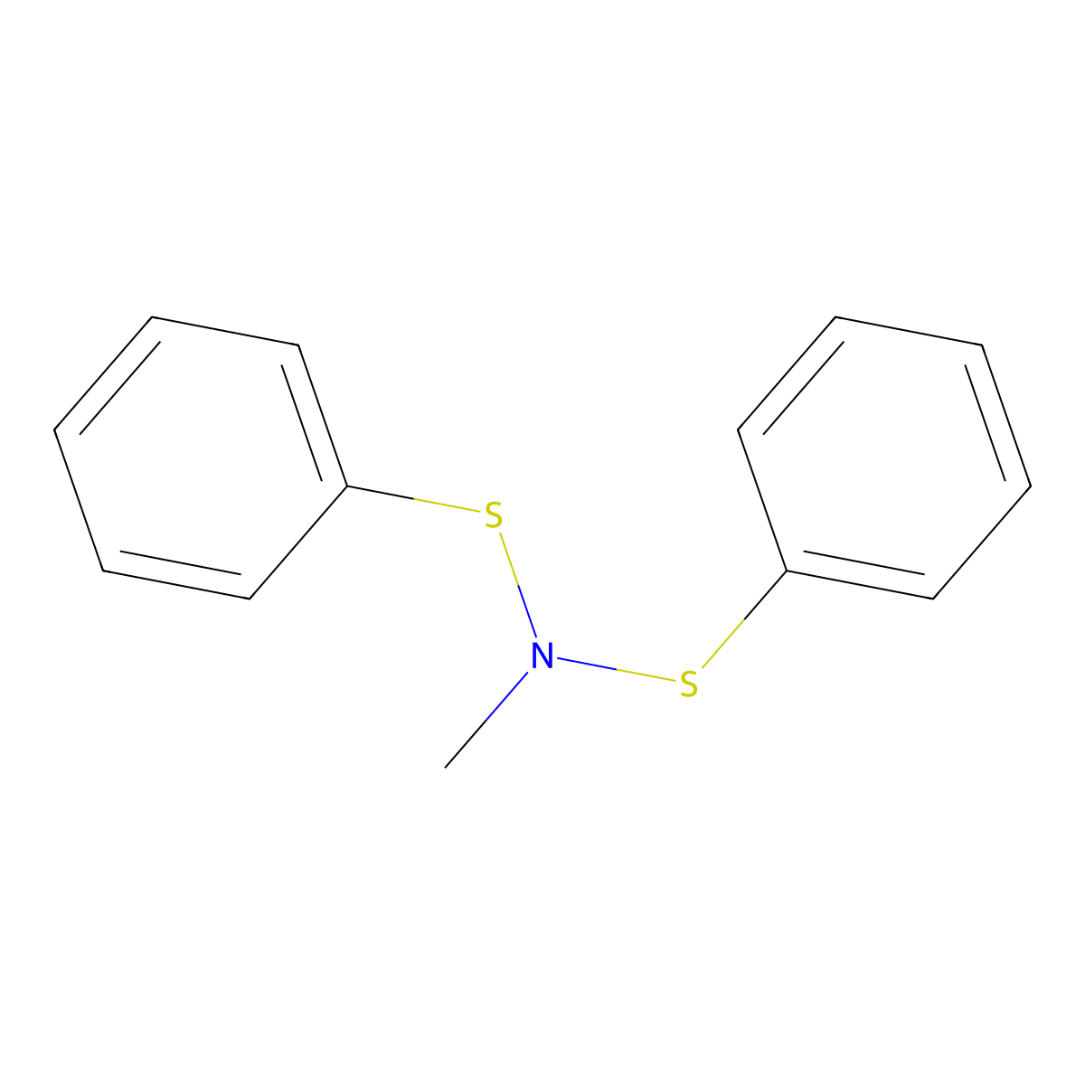 N-Methyl-N-(phenylthio)benzenesulphenamide molecular structure, CAS 24398-49-0