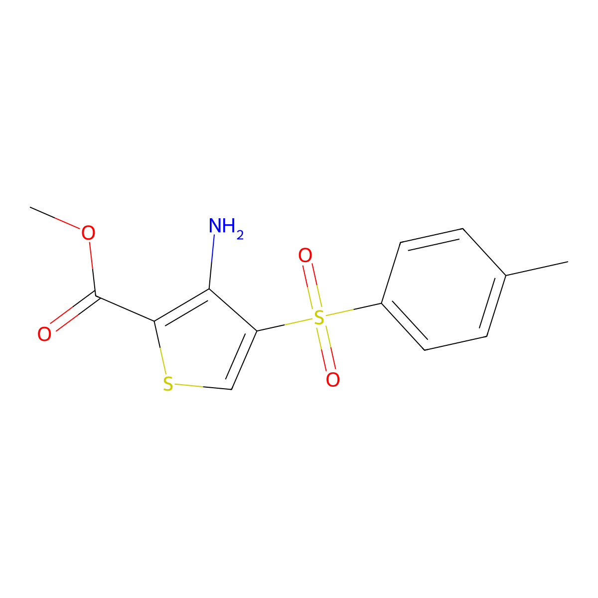 Methyl 3-amino-4-[(4-methylphenyl)sulfonyl]thiophene-2-carboxylate molecular structure, CAS 243984-64-7