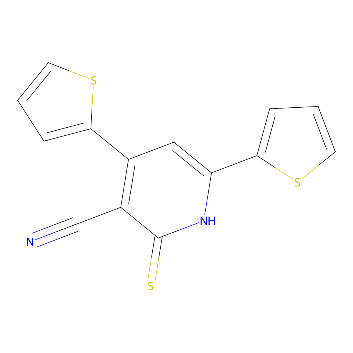 4,6-Dithien-2-yl-2-thioxo-1,2-dihydropyridine-3-carbonitrile molecular structure, CAS 243987-05-5