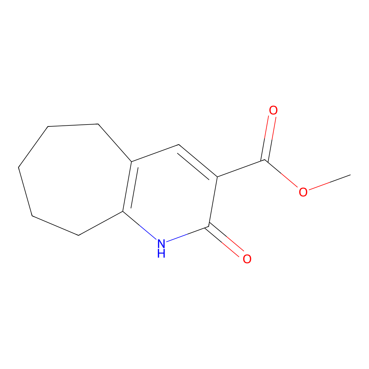 methyl 2-oxo-1H,2H,5H,6H,7H,8H,9H-cyclohepta[b]pyridine-3-carboxylate molecular structure, CAS 243988-46-7