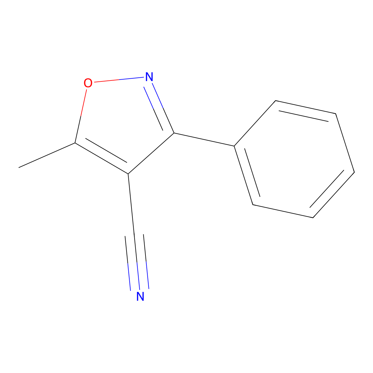 5-Methyl-3-phenyl-4-isoxazolecarbonitrile molecular structure, CAS 24400-67-7