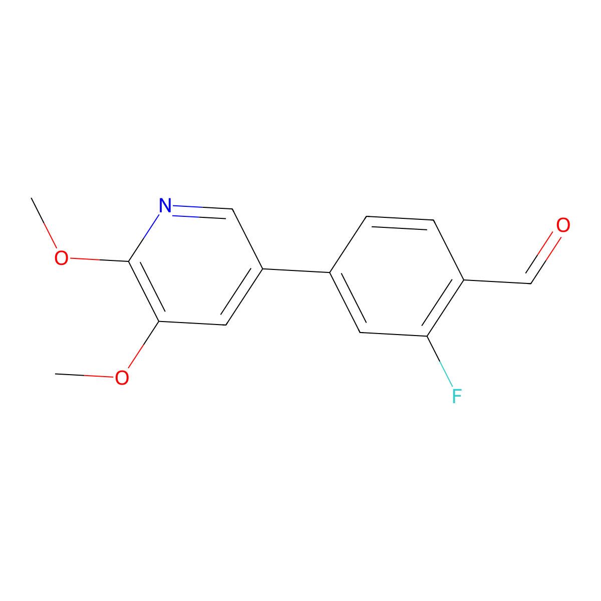 4-(5,6-Dimethoxy-3-pyridinyl)-2-fluorobenzaldehyde molecular structure, CAS 2440023-79-8