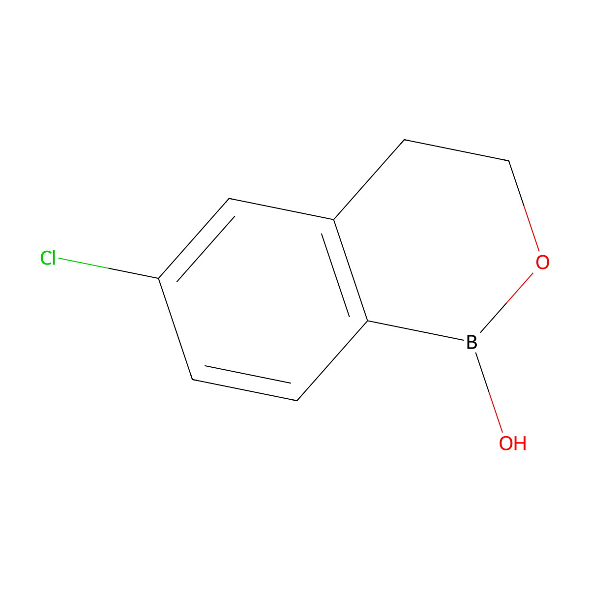 6-chloro-3,4-dihydro-1H-2,1-benzoxaborinin-1-ol molecular structure, CAS 2440166-54-9