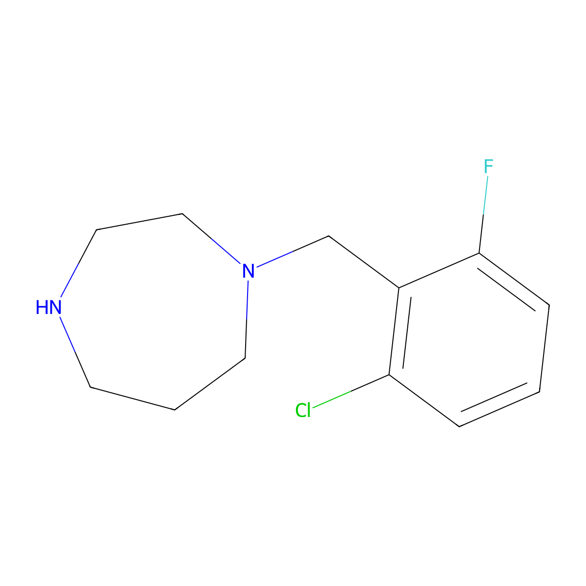 1-(2-Chloro-6-fluorobenzyl)-1,4-diazepane molecular structure, CAS 244022-69-3