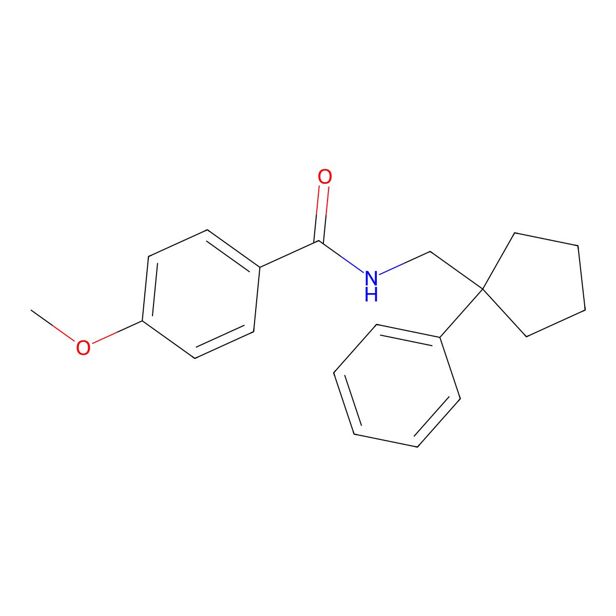4-methoxy-N-[(1-phenylcyclopentyl)methyl]benzamide molecular structure, CAS 24403-74-5