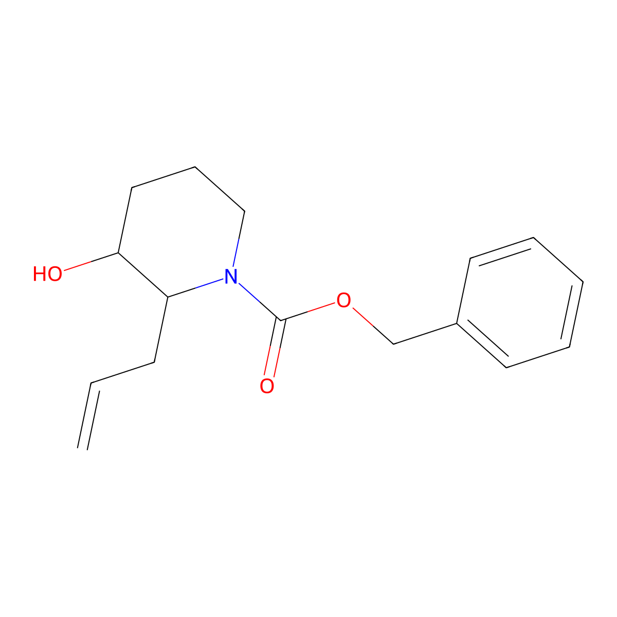 Benzyl (2S,3S)-3-hydroxy-2-(prop-2-en-1-yl)piperidine-1-carboxylate molecular structure, CAS 244056-94-8