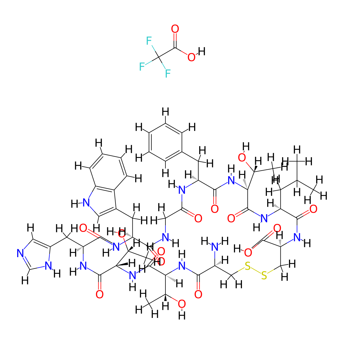 H-Cys-Thr-Thr-His-Trp-Gly-Phe-Thr-Leu-Cys-OH, (Disulfide bond) molecular structure, CAS 244082-19-7