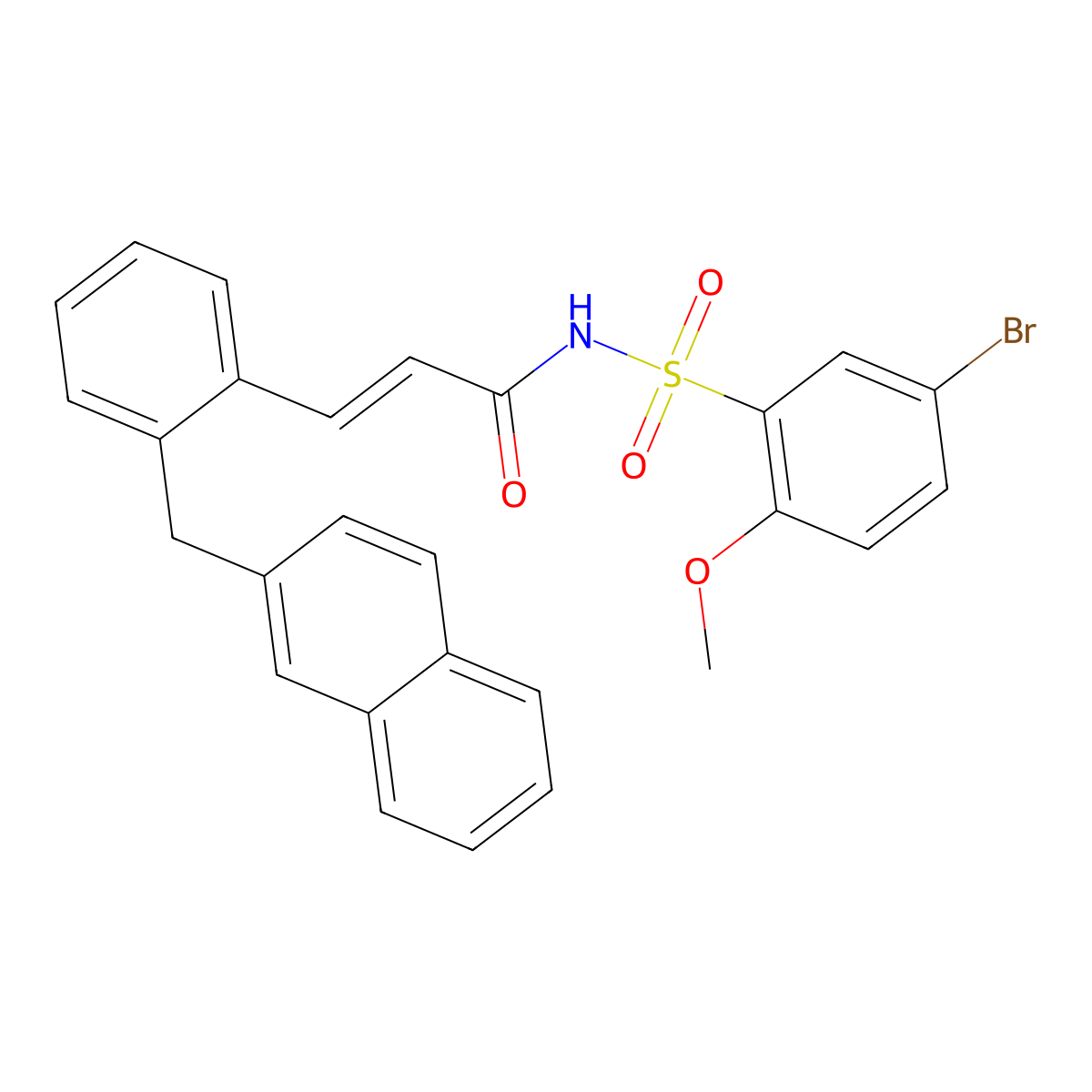 (2E)-N-((5-bromo-2-methoxyphenyl)sulfonyl)-3-(2-(2-naphthalenylmethyl)phenyl)-2-propenamide molecular structure, CAS 244101-02-8