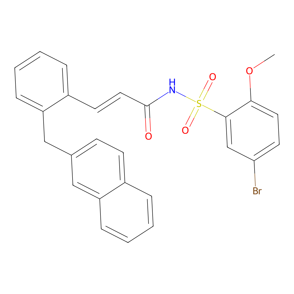 (2E)-N-((5-bromo-2-methoxyphenyl)sulfonyl)-3-(2-(2-naphthalenylmethyl)phenyl)-2-propenamide molecular structure, CAS 244101-02-8