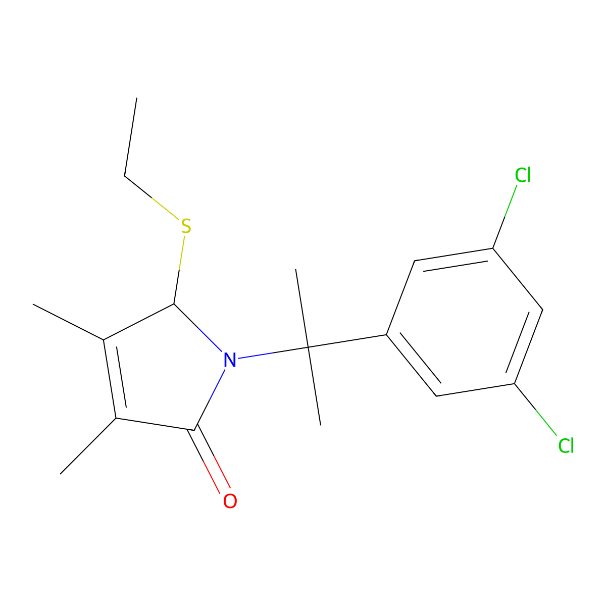 1-[2-(3,5-dichlorophenyl)propan-2-yl]-2-ethylsulfanyl-3,4-dimethyl-2H-pyrrol-5-one molecular structure, CAS 244124-87-6