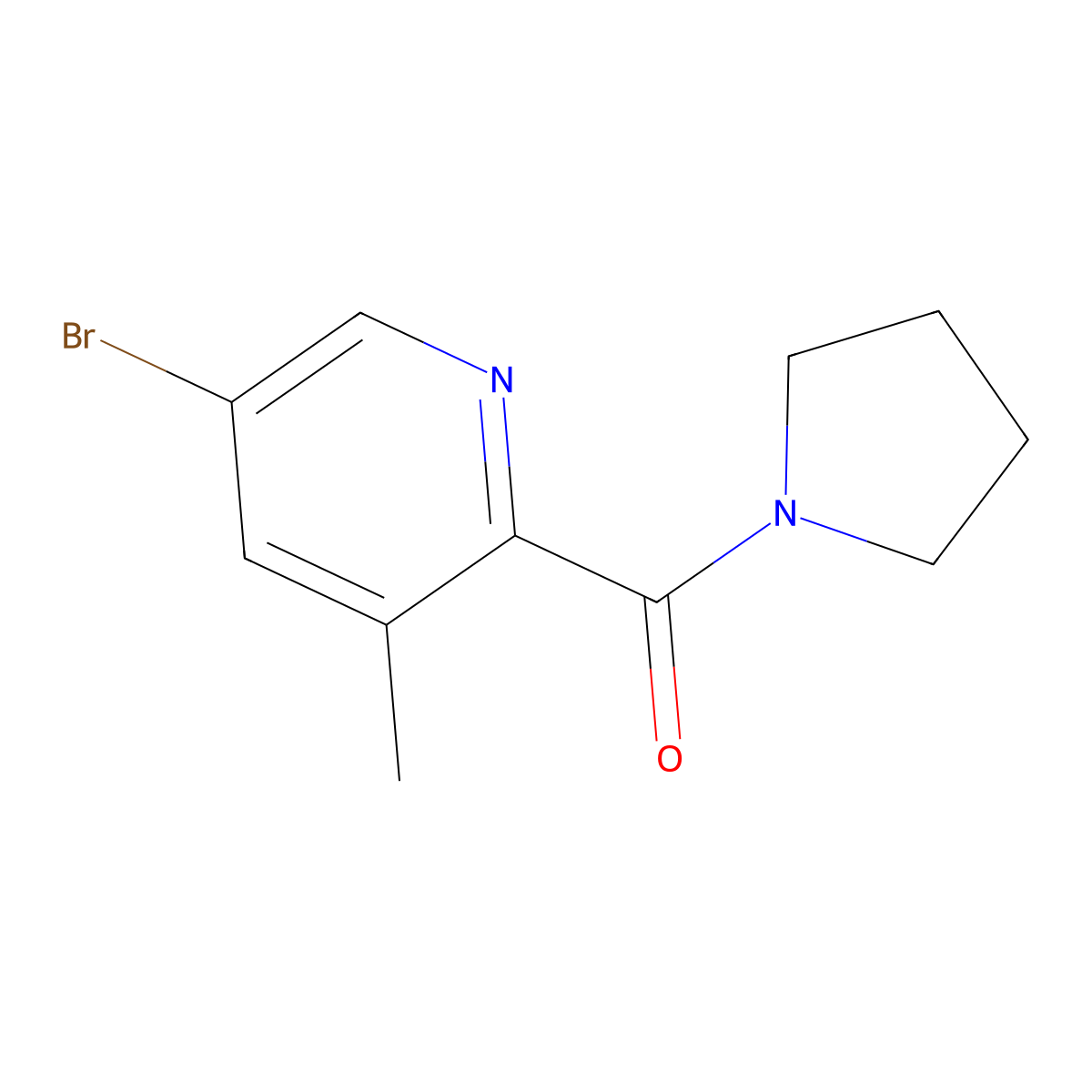 (5-Bromo-3-methylpyridin-2-yl)(pyrrolidin-1-yl)methanone molecular structure, CAS 244139-57-9