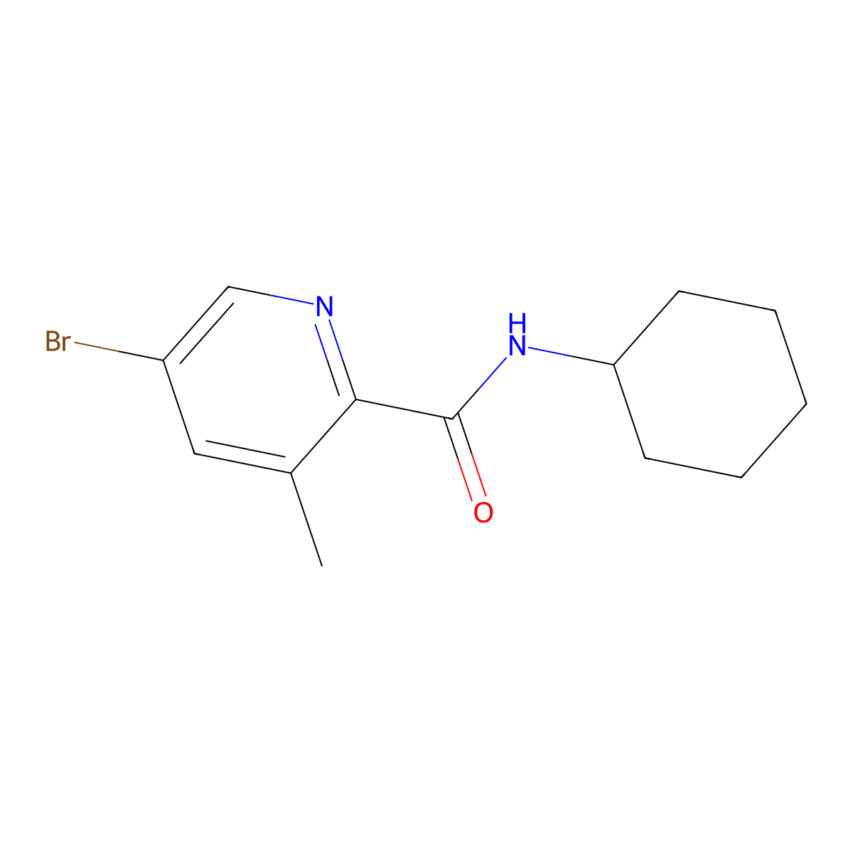 5-Bromo-3-methyl-N-cyclohexylpyridine-2-carboxamide molecular structure, CAS 244139-63-7