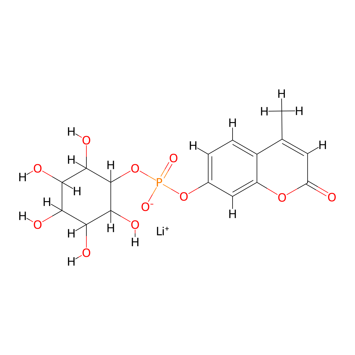 Lithium (4-methyl-2-oxochromen-7-yl) (2,3,4,5,6-pentahydroxycyclohexyl) phosphate molecular structure, CAS 244145-22-0
