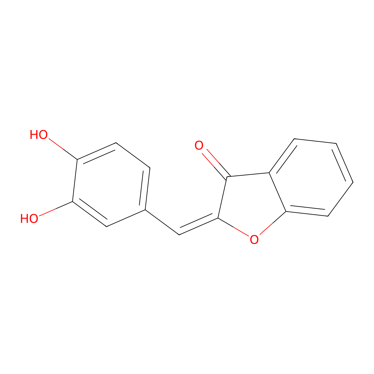 2-[(3,4-Dihydroxyphenyl)methylidene]-1-benzofuran-3-one molecular structure, CAS 24418-86-8