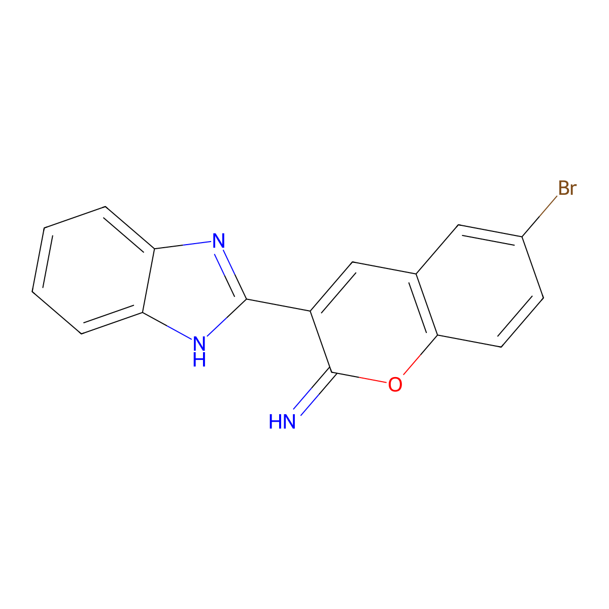 3-(1H-benzimidazol-2-yl)-6-bromo-2H-chromen-2-imine molecular structure, CAS 244193-19-9