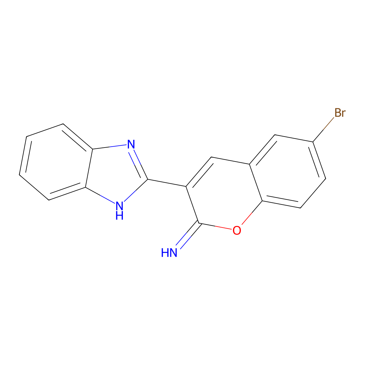 3-(1H-benzimidazol-2-yl)-6-bromo-2H-chromen-2-imine molecular structure, CAS 244193-19-9