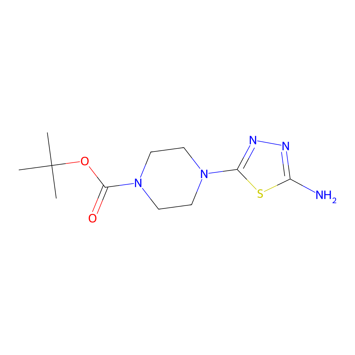 Tert-butyl 4-(5-amino-1,3,4-thiadiazol-2-yl)piperazine-1-carboxylate molecular structure, CAS 244201-29-4