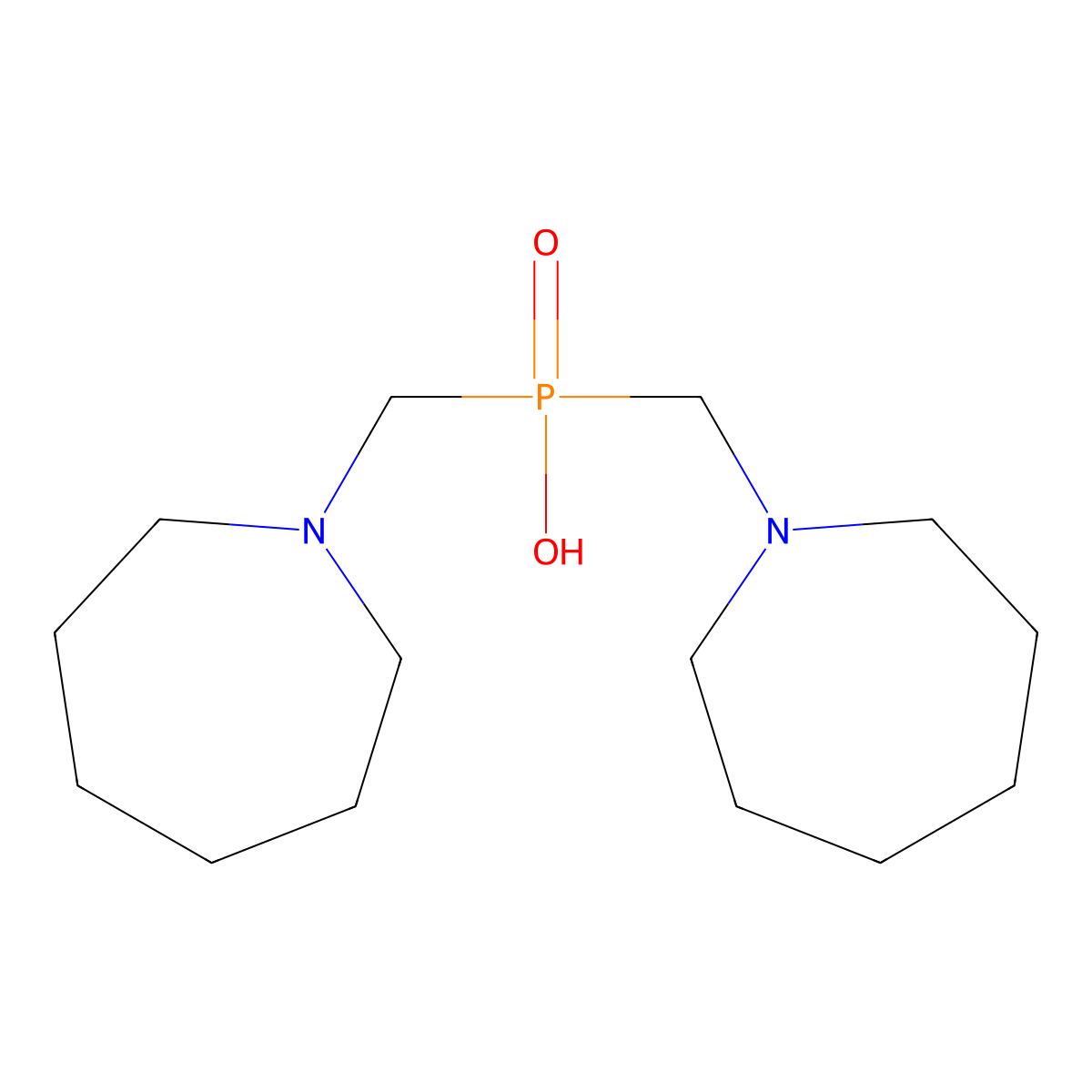 Bis(azepan-1-ylmethyl)phosphinic acid molecular structure, CAS 244201-57-8