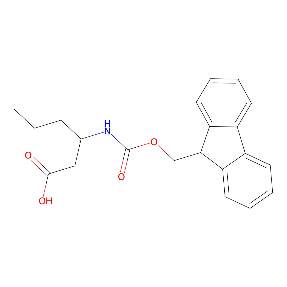 (3R)-3-((((9H-fluoren-9-yl)methoxy)carbonyl)amino)hexanoic acid molecular structure, CAS 244227-62-1