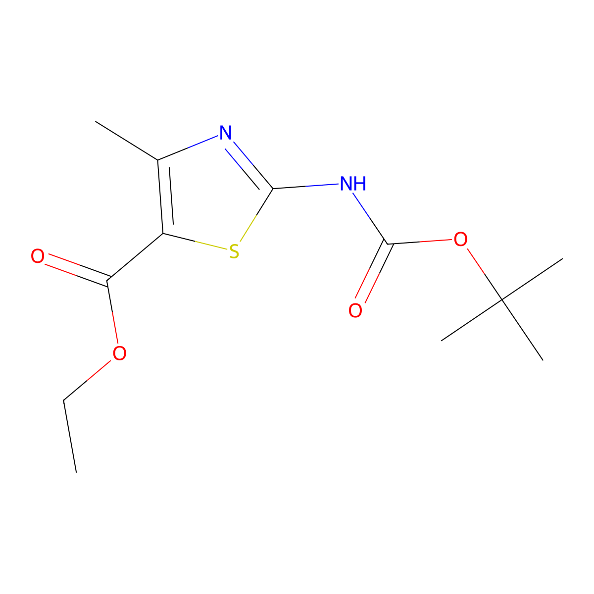 Ethyl 2-(tert-butoxycarbonylamino)-4-methylthiazole-5-carboxylate molecular structure, CAS 244236-52-0