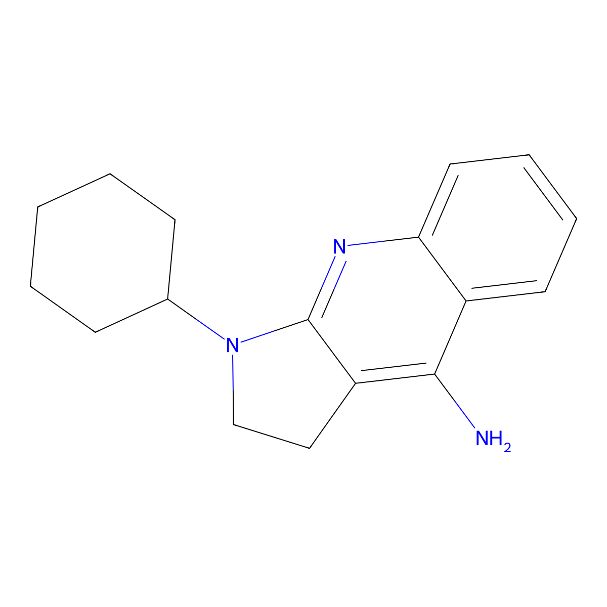 1-Cyclohexyl-2,3-dihydropyrrolo[2,3-b]quinolin-4-amine molecular structure, CAS 244246-83-1