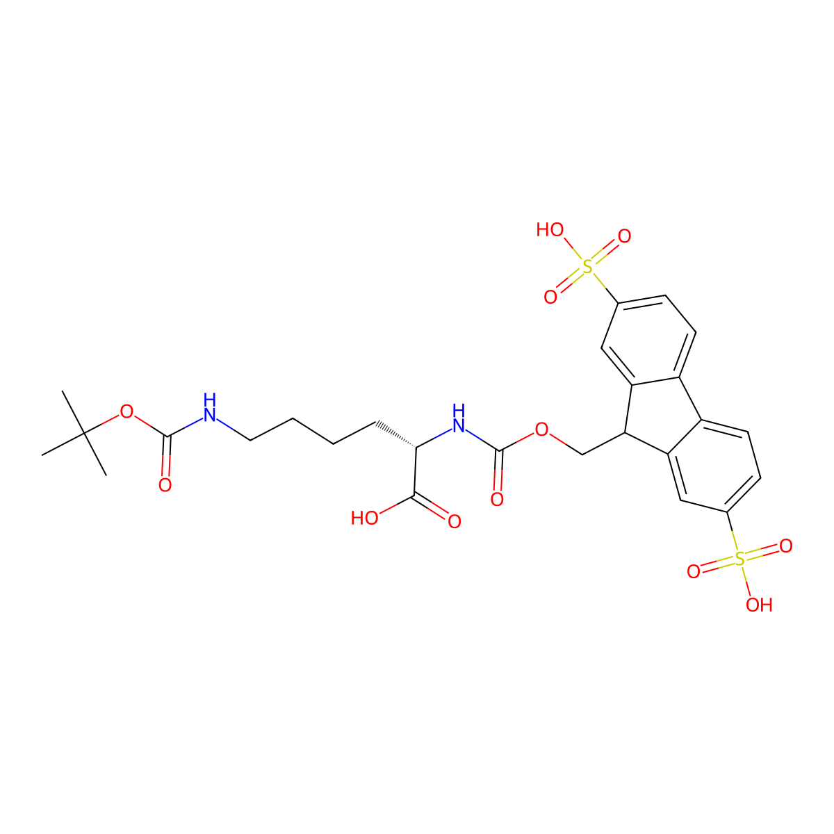 N6-(tert-Butoxycarbonyl)-N2-(((2,7-disulfo-9H-fluoren-9-yl)methoxy)carbonyl)-L-lysine potassium salt (Smoc-L-Lys(Boc)-OH) molecular structure, CAS 2442552-82-9