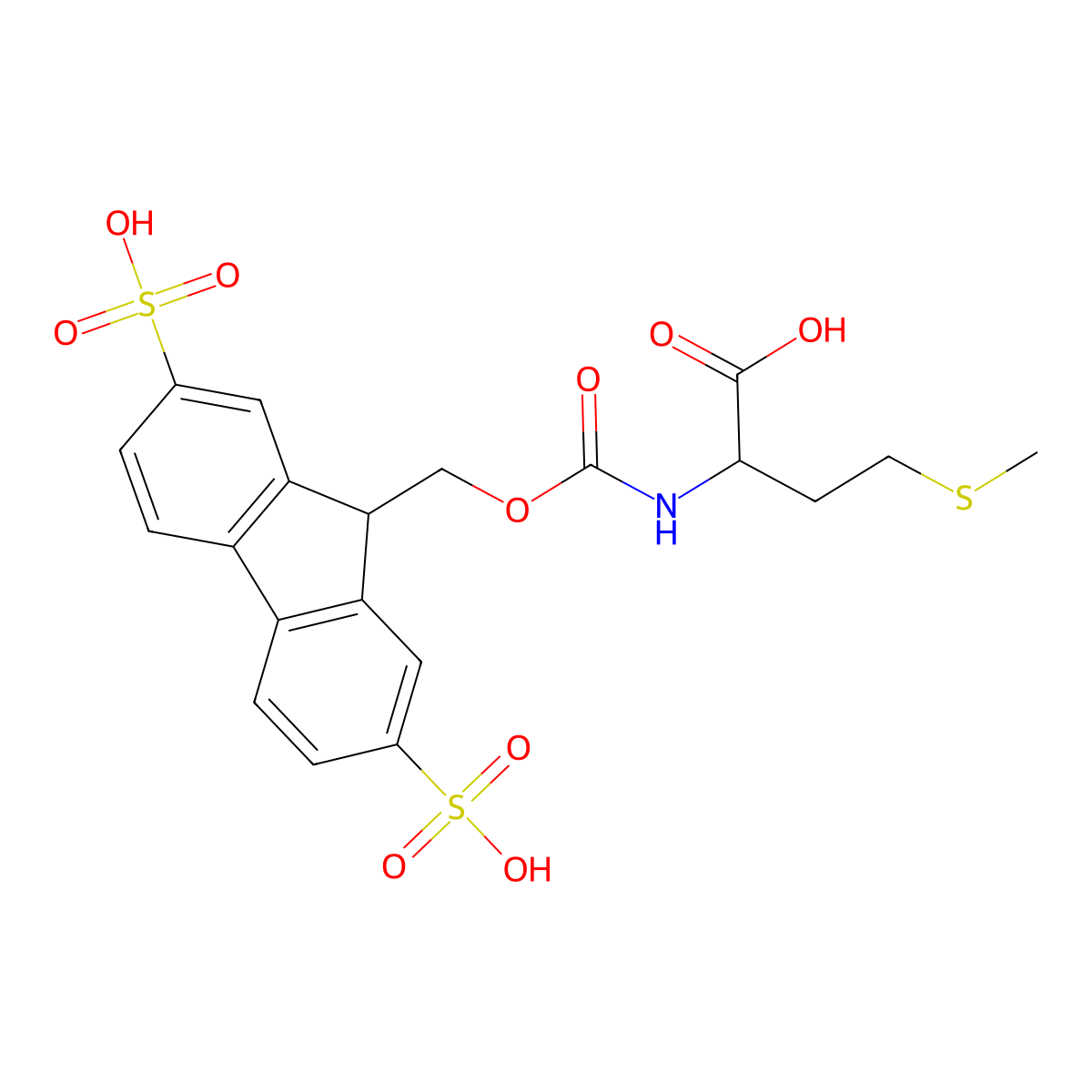 (((2,7-Disulfo-9H-fluoren-9-yl)methoxy)carbonyl)-L-methionine potassium salt (Smoc-L-Met-OH) molecular structure, CAS 2442552-84-1
