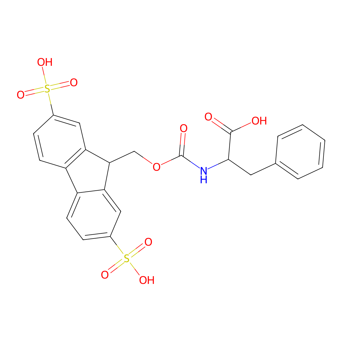 (((2,7-Disulfo-9H-fluoren-9-yl)methoxy)carbonyl)-L-phenylalanine potassium salt (Smoc-L-Phe-OH) molecular structure, CAS 2442552-86-3
