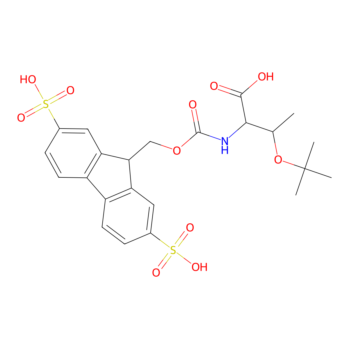 O-(tert-Butyl)-N-(((2,7-disulfo-9H-fluoren-9-yl)methoxy)carbonyl)-L-threonine potassium salt (Smoc-L-Thr(tBu)-OH) molecular structure, CAS 2442552-94-3