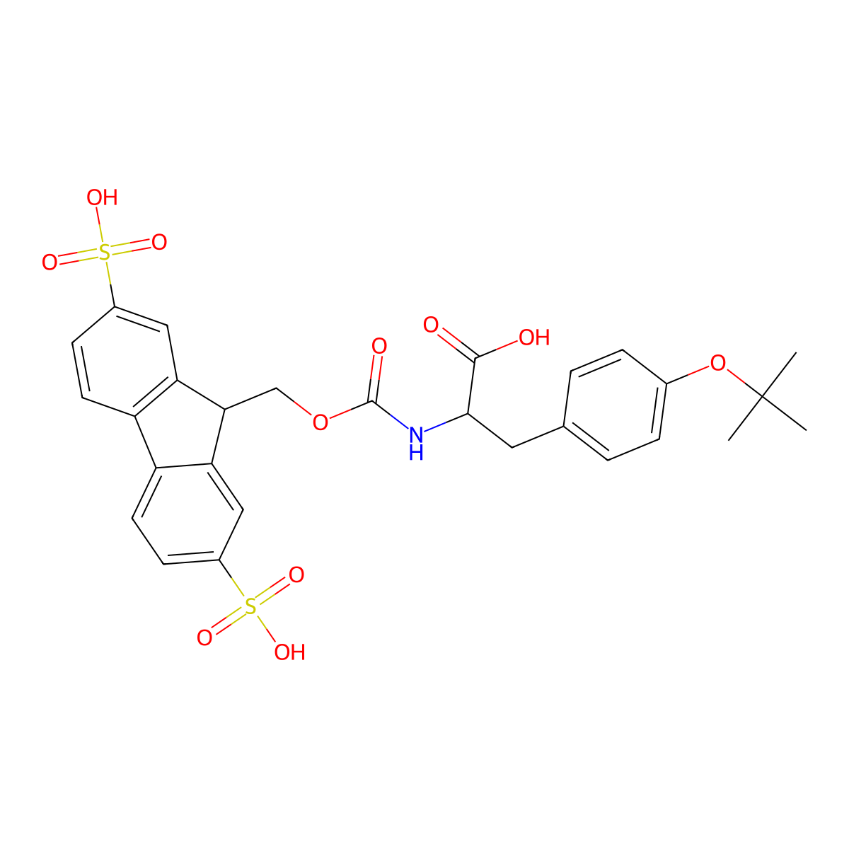 O-(tert-Butyl)-N-(((2,7-disulfo-9H-fluoren-9-yl)methoxy)carbonyl)-L-tyrosine potassium salt (Smoc-L-Tyr(OtBu)-OH) molecular structure, CAS 2442553-00-4
