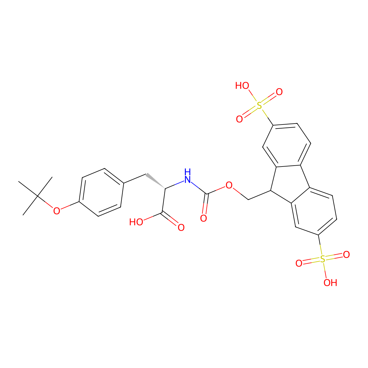 O-(tert-Butyl)-N-(((2,7-disulfo-9H-fluoren-9-yl)methoxy)carbonyl)-L-tyrosine potassium salt (Smoc-L-Tyr(OtBu)-OH) molecular structure, CAS 2442553-00-4