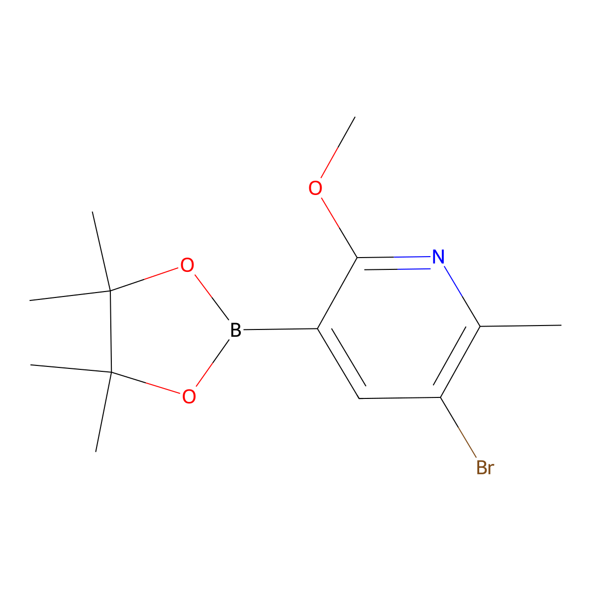 3-Bromo-6-methoxy-2-methyl-5-(4,4,5,5-tetramethyl-1,3,2-dioxaborolan-2-yl)pyridine molecular structure, CAS 2442569-53-9