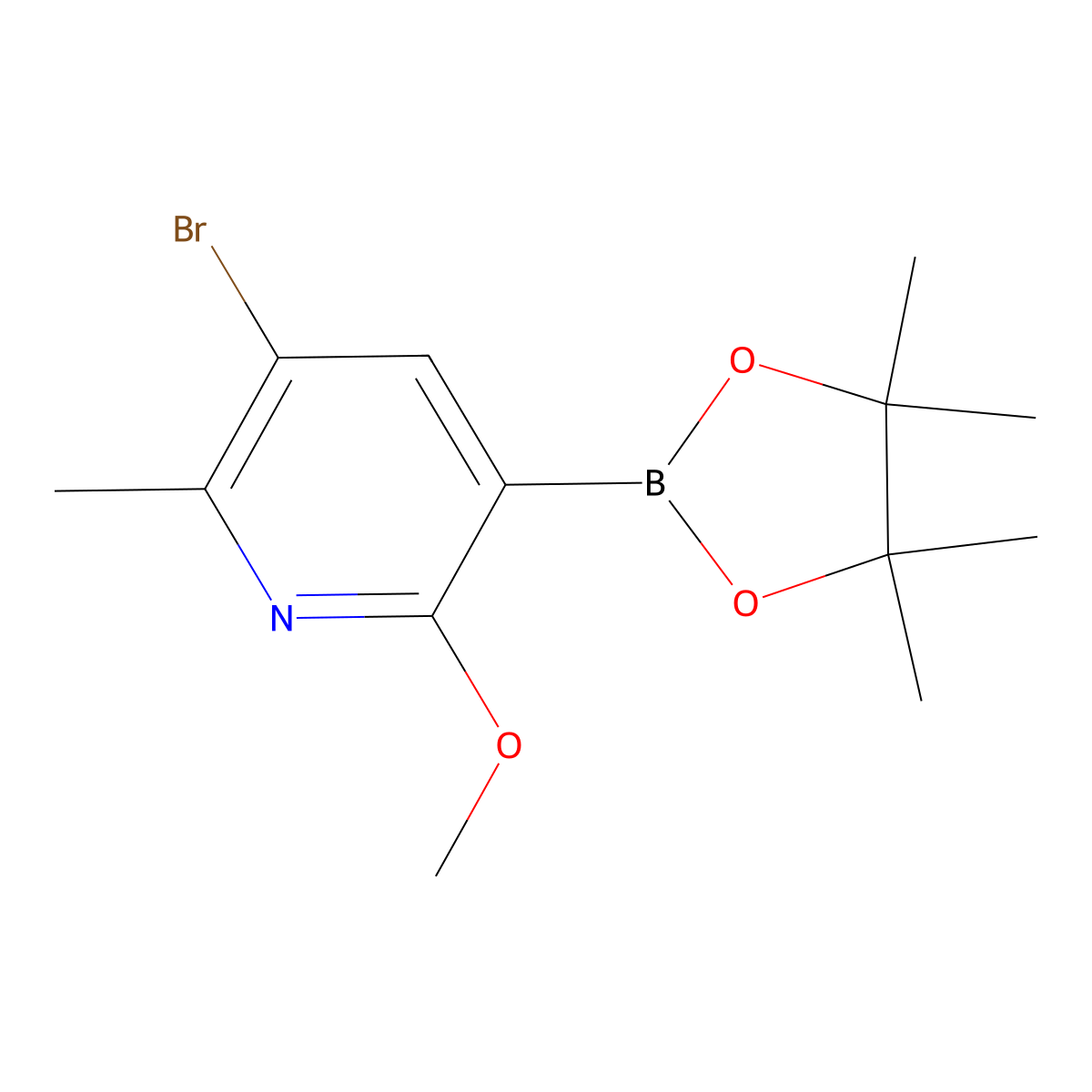 3-Bromo-6-methoxy-2-methyl-5-(4,4,5,5-tetramethyl-1,3,2-dioxaborolan-2-yl)pyridine molecular structure, CAS 2442569-53-9