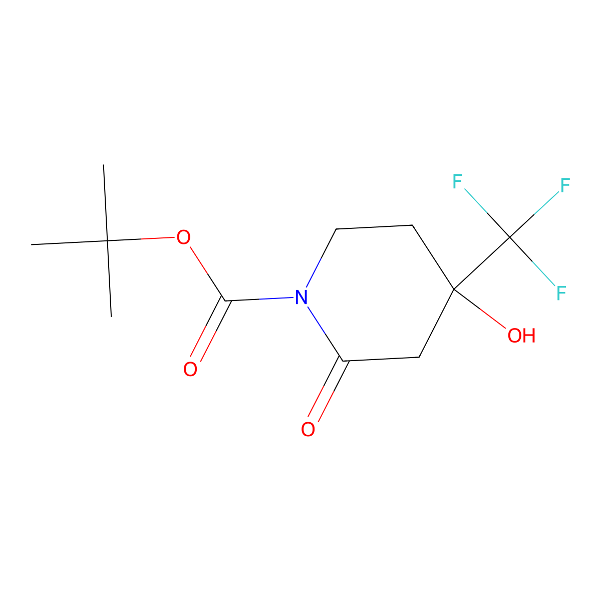 tert-Butyl 4-hydroxy-2-oxo-4-(trifluoromethyl)piperidine-1-carboxylate molecular structure, CAS 2442597-54-6