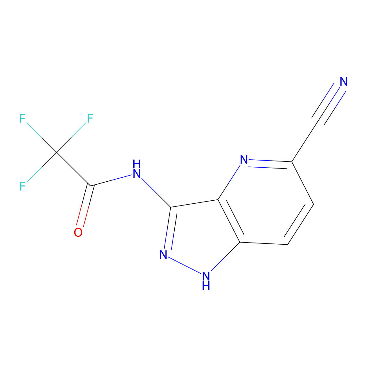 N-{5-cyano-1H-pyrazolo[4,3-b]pyridin-3-yl}-2,2,2-trifluoroacetamide molecular structure, CAS 2442597-55-7
