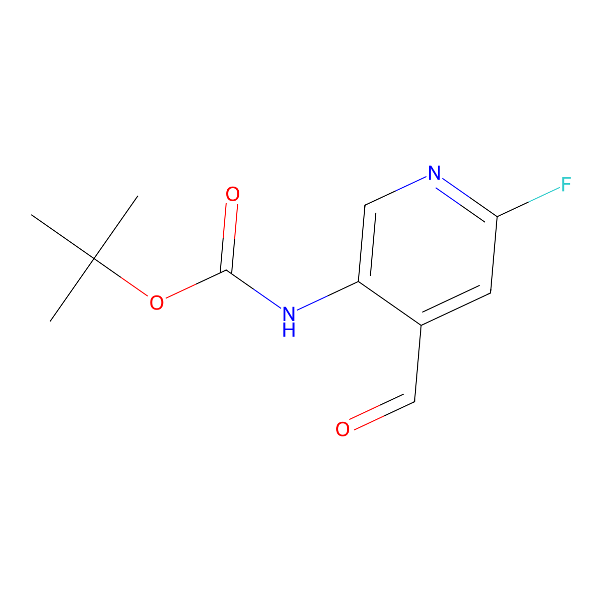 tert-Butyl (6-fluoro-4-formylpyridin-3-yl)carbamate molecular structure, CAS 2442597-59-1