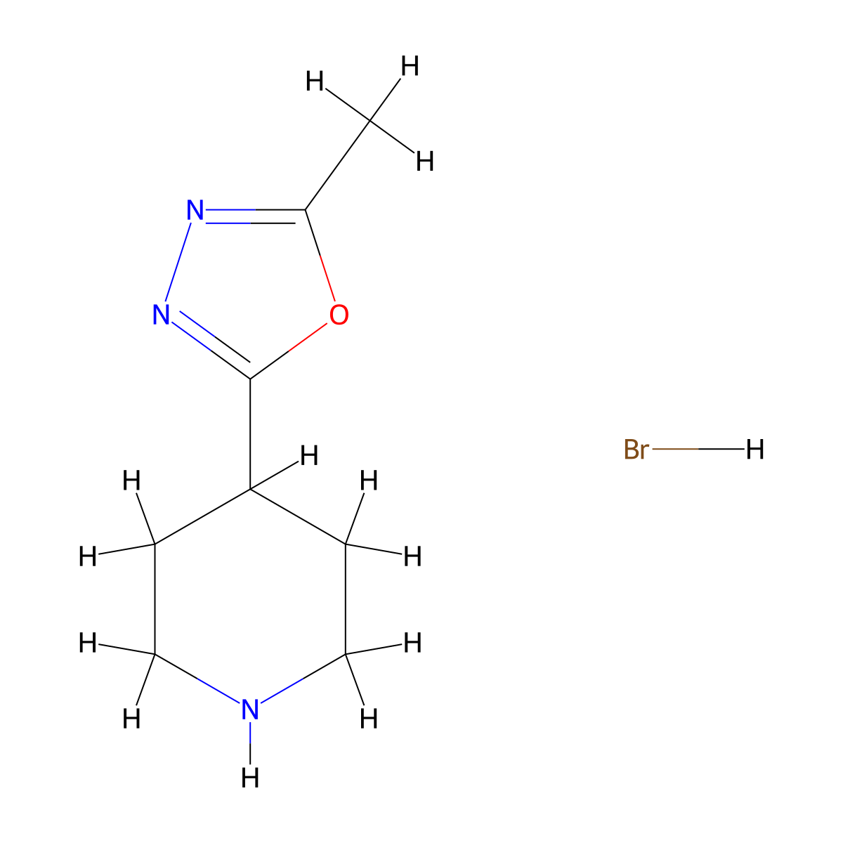 2-Methyl-5-(piperidin-4-yl)-1,3,4-oxadiazole hydrobromide molecular structure, CAS 2442597-61-5