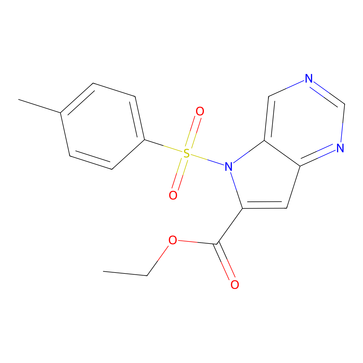 5-(Toluene-4-sulfonyl)-5H-pyrrolo[3,2-d]pyrimidine-6-carboxylic acid ethyl ester molecular structure, CAS 2442597-67-1