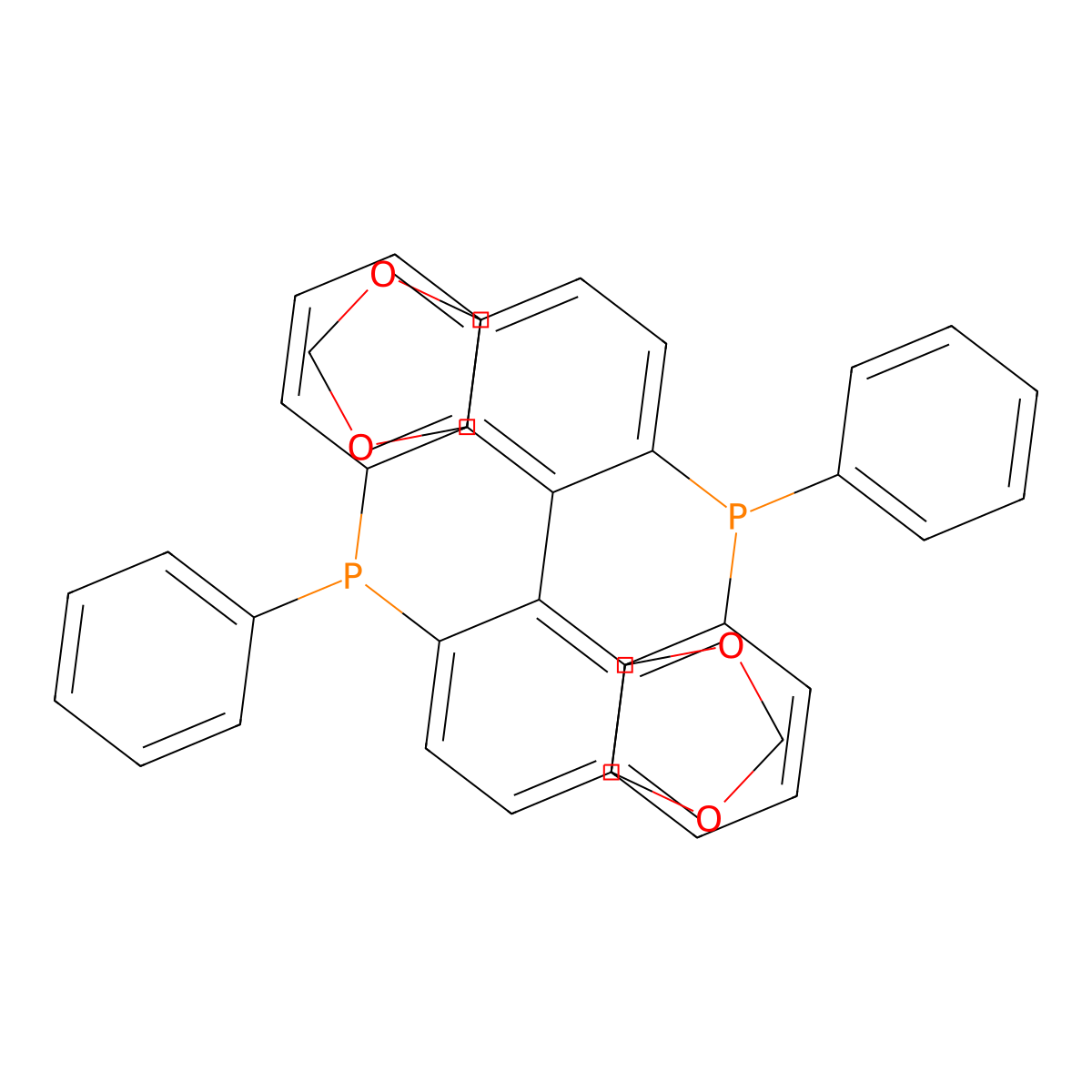 5,5'-Bis(diphenylphosphino)-4,4'-bibenzo[d][1,3]dioxole molecular structure, CAS 244261-75-4