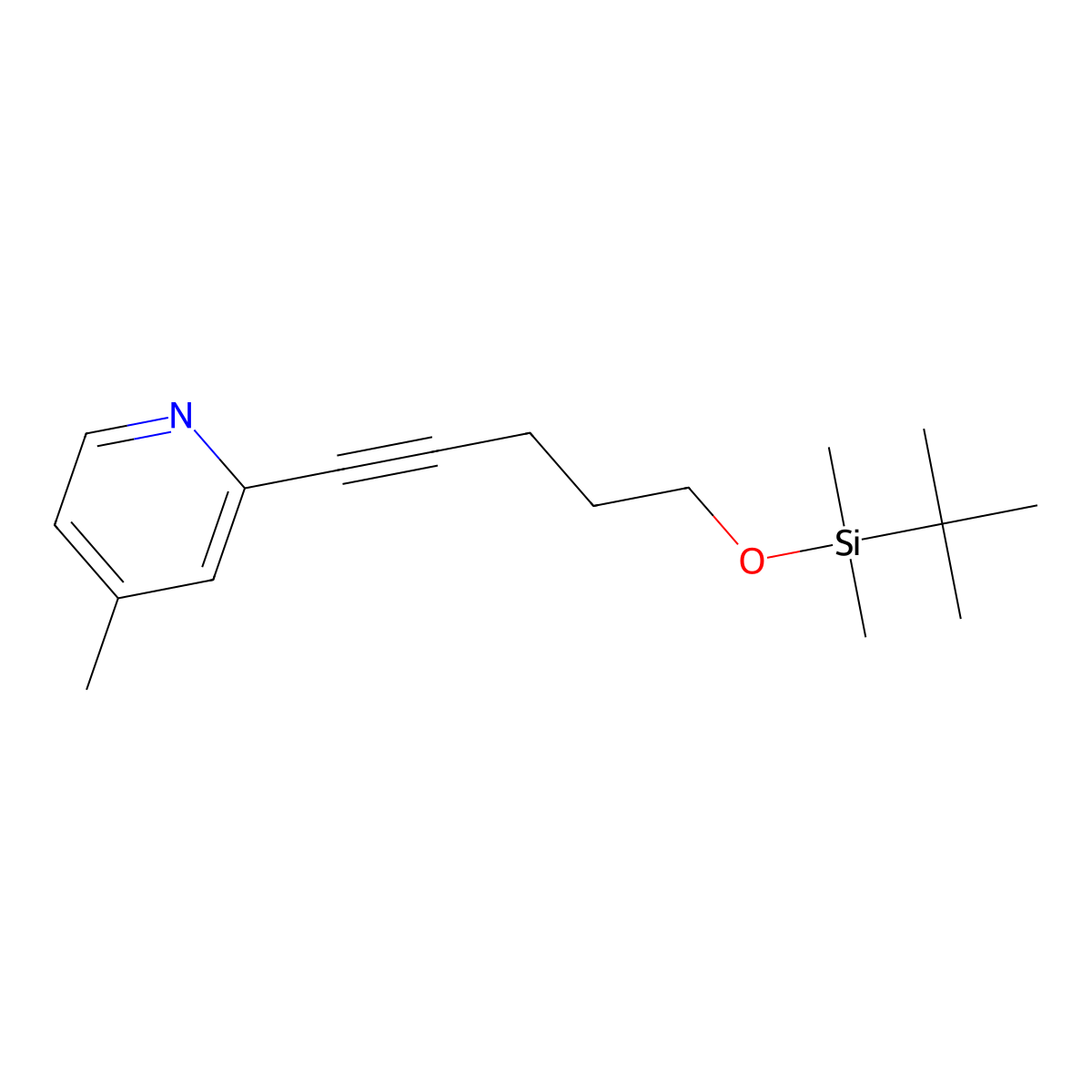 2-(5-((Tert-butyldimethylsilyl)oxy)pent-1-yn-1-yl)-4-methylpyridine molecular structure, CAS 2442719-90-4