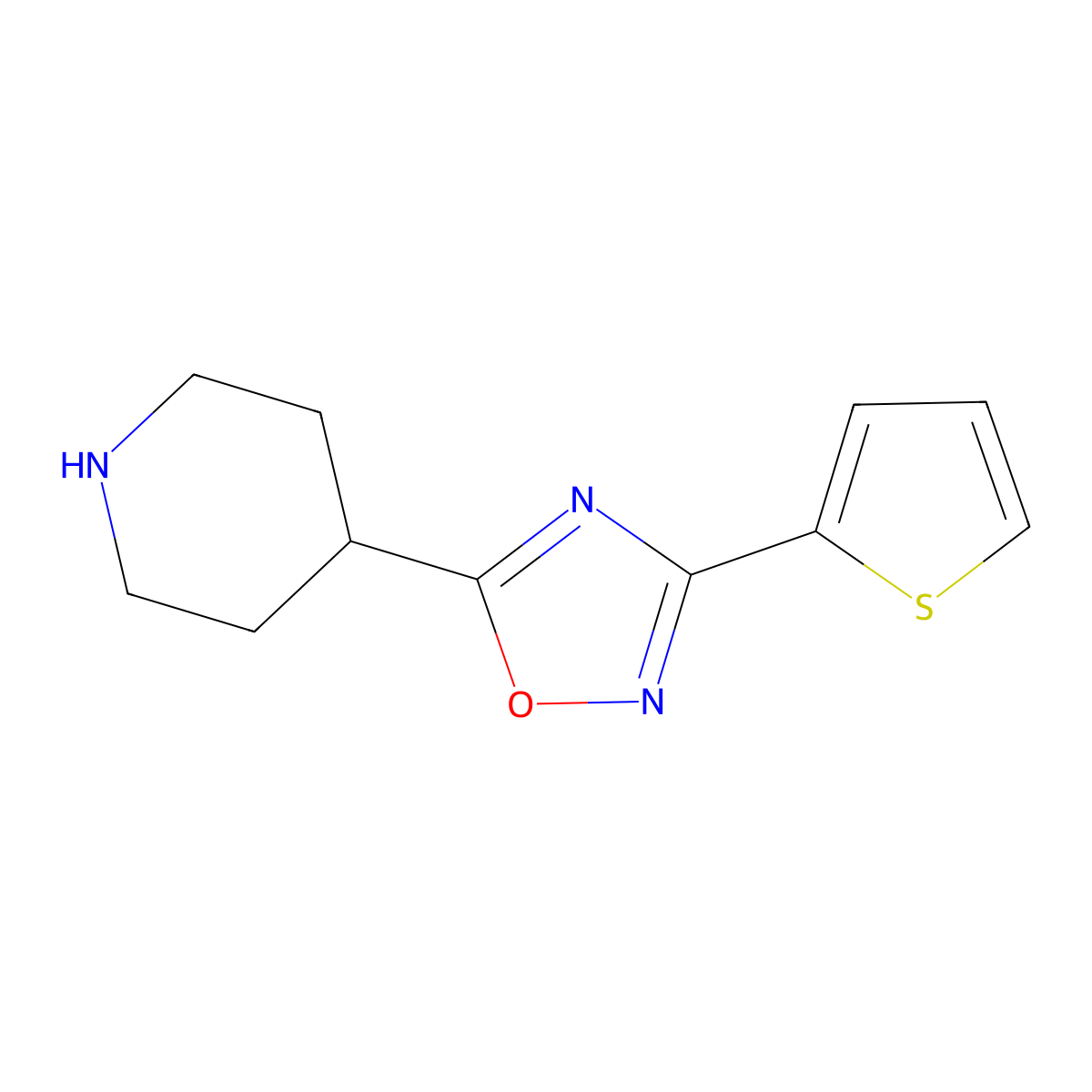 4-(3-(Thien-2-yl)-1,2,4-oxadiazol-5-yl)piperidine molecular structure, CAS 244272-35-3