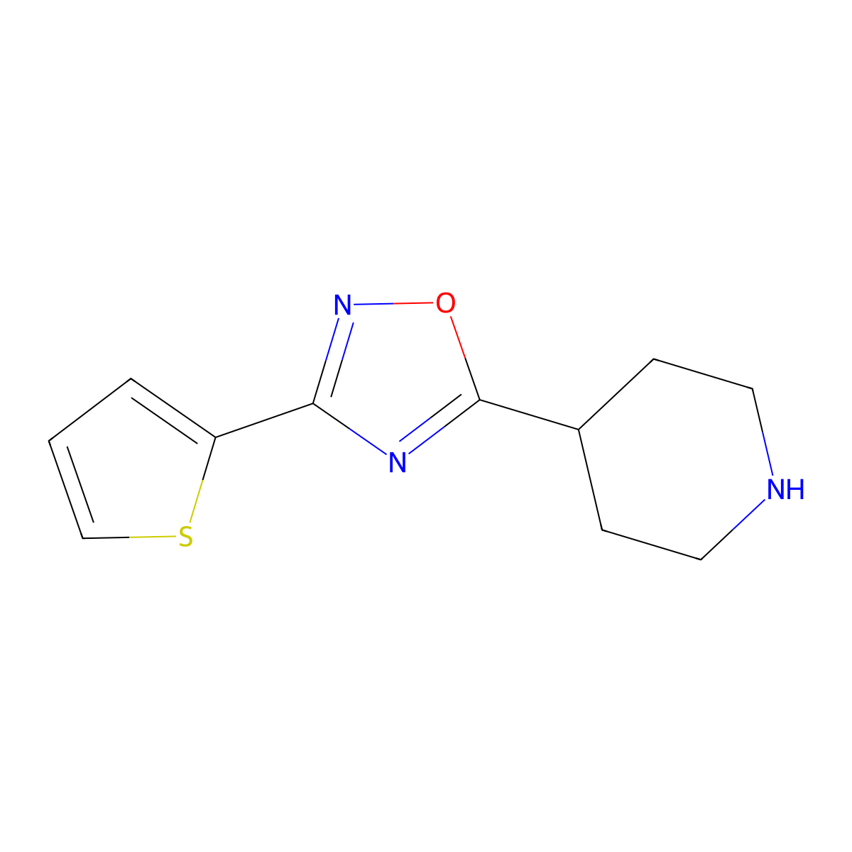 4-(3-(Thien-2-yl)-1,2,4-oxadiazol-5-yl)piperidine molecular structure, CAS 244272-35-3