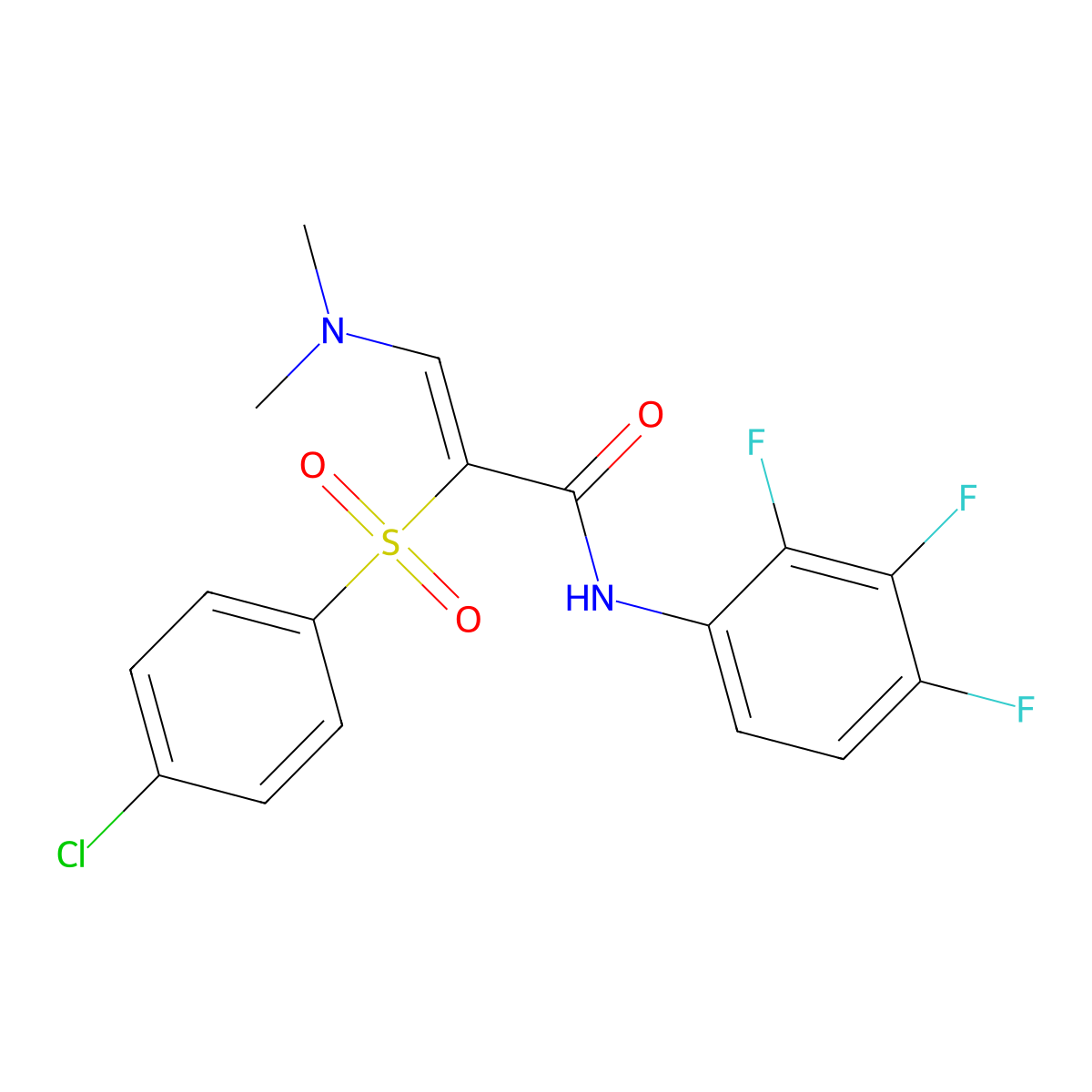 2-[(4-Chlorophenyl)sulfonyl]-3-(dimethylamino)-N-(2,3,4-trifluorophenyl)-2-propenamide molecular structure, CAS 244278-70-4