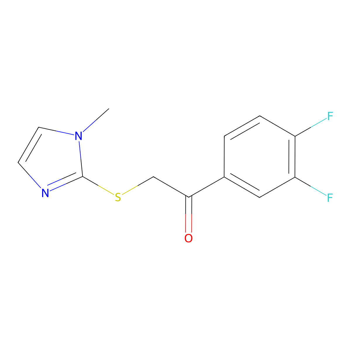 1-(3,4-Difluorophenyl)-2-((1-methyl-1h-imidazol-2-yl)thio)ethan-1-one molecular structure, CAS 244278-76-0