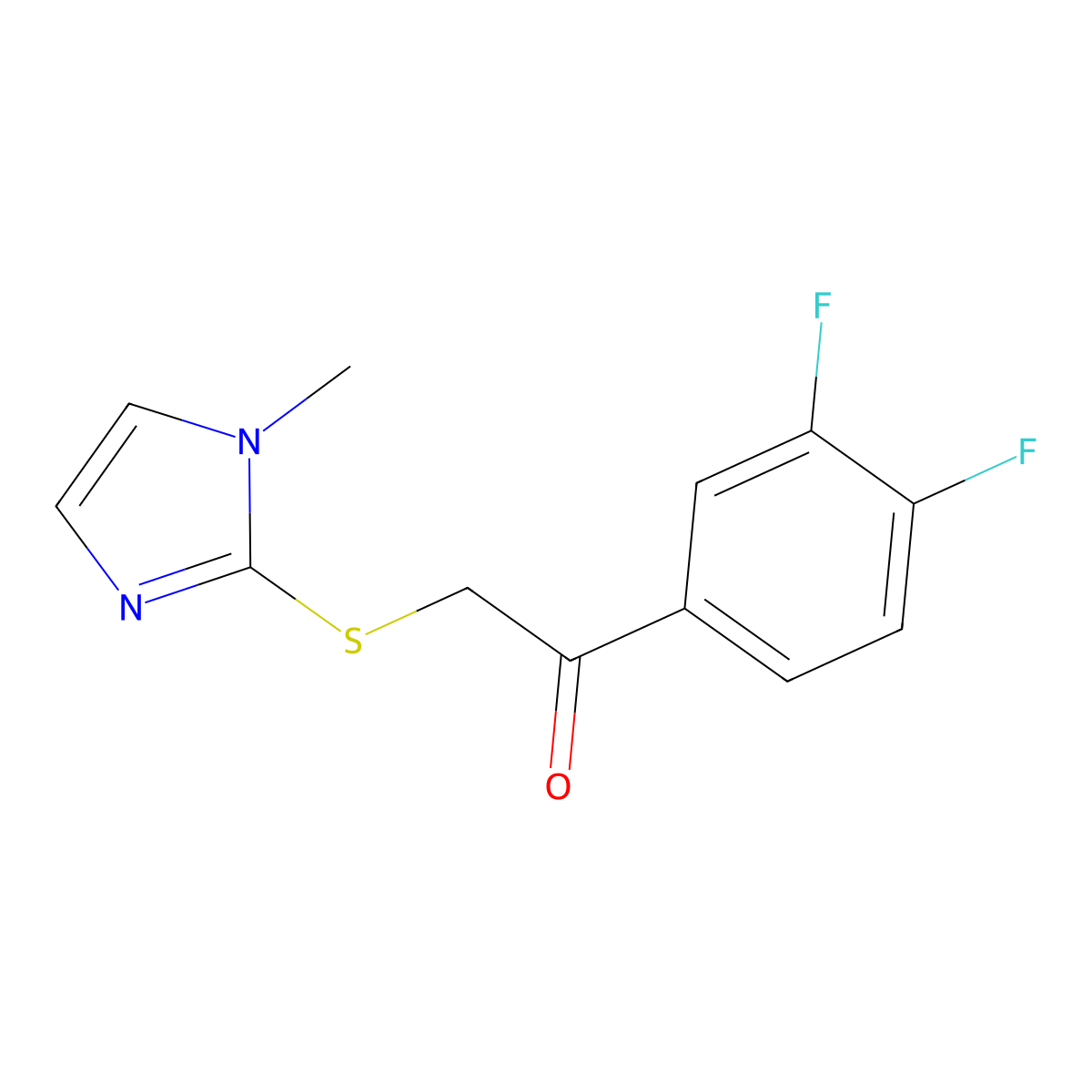 1-(3,4-Difluorophenyl)-2-((1-methyl-1h-imidazol-2-yl)thio)ethan-1-one molecular structure, CAS 244278-76-0