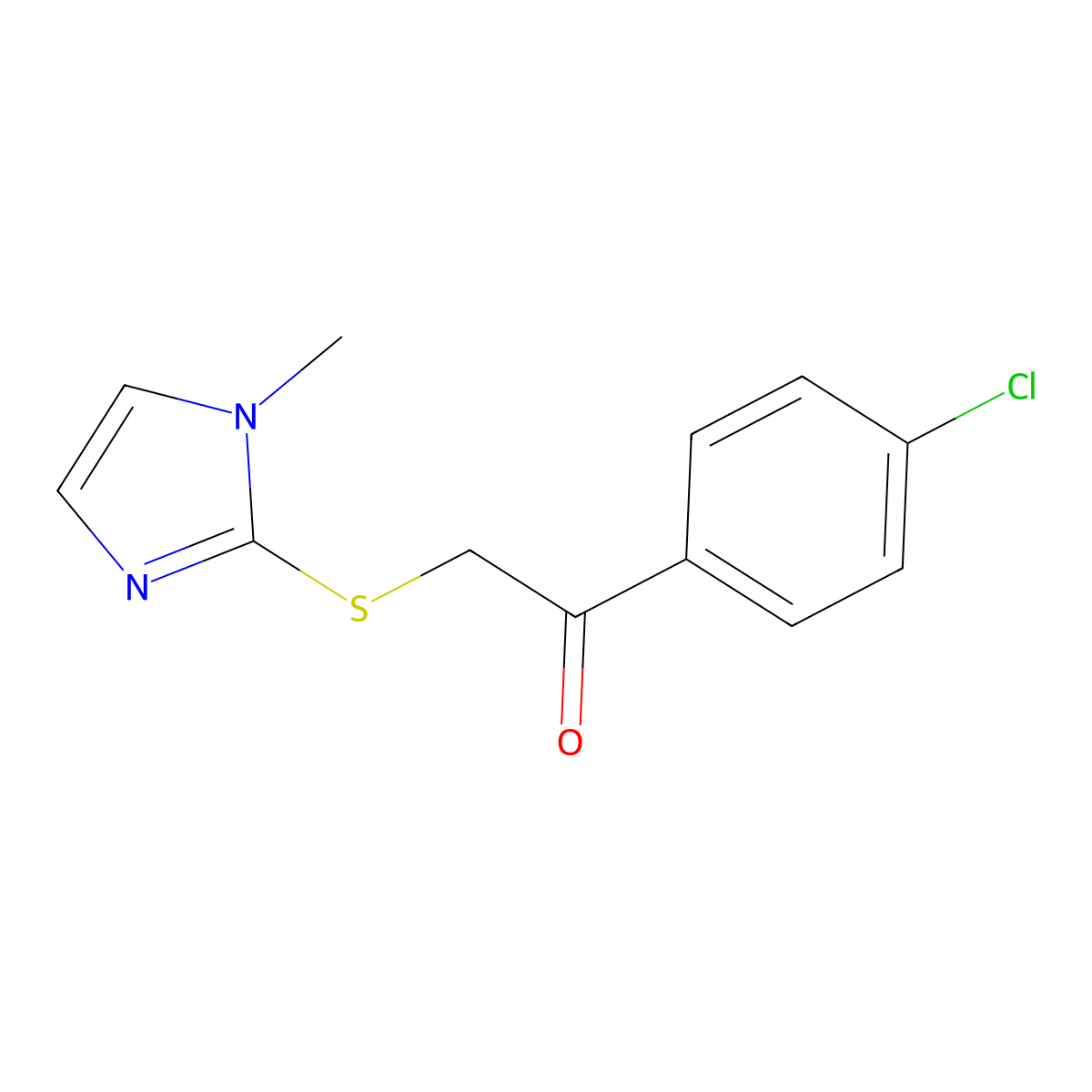 1-(4-Chlorophenyl)-2-[(1-methyl-1h-imidazol-2-yl)thio]ethan-1-one molecular structure, CAS 244278-78-2