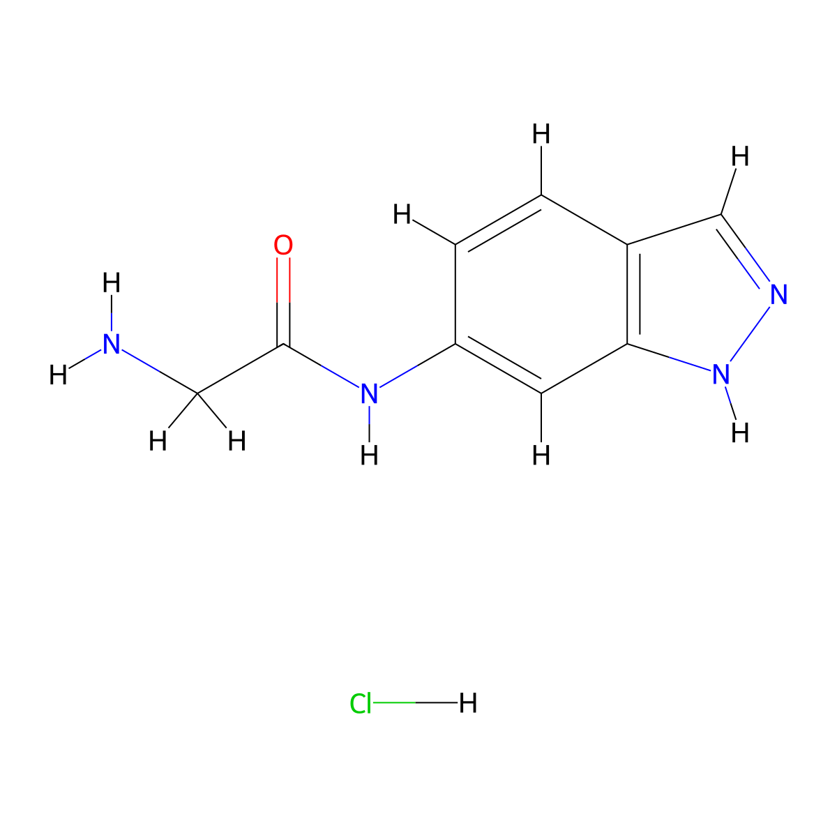 2-amino-N-(2H-indazol-6-yl)acetamide hydrochloride molecular structure, CAS 2443499-62-3