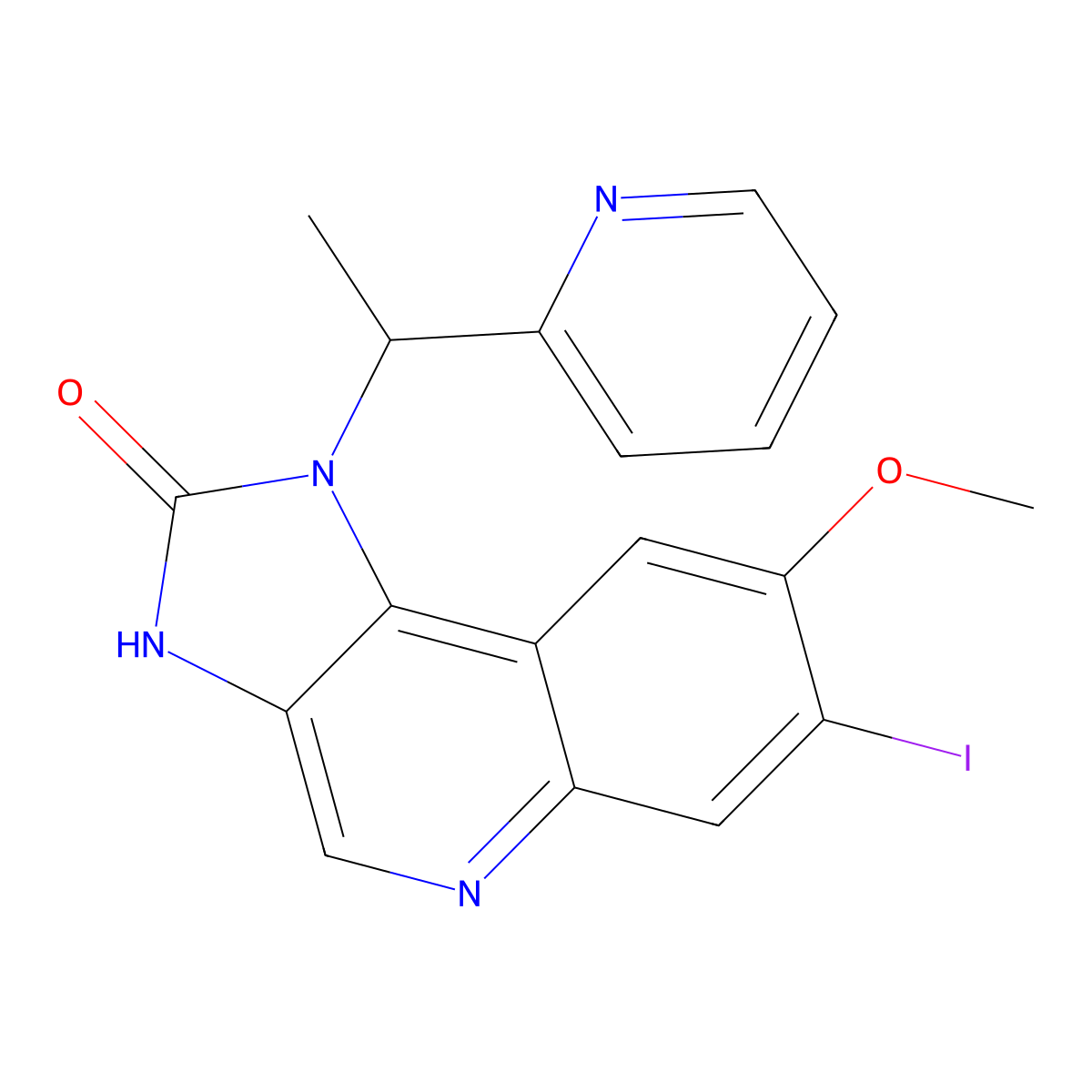 (R)-7-iodo-8-methoxy-1-(1-(pyridin-2-yl)ethyl)-1H-imidazo[4,5-c]quinolin-2(3H)-one molecular structure, CAS 2443502-86-9